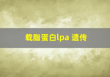 载脂蛋白lpa 遗传